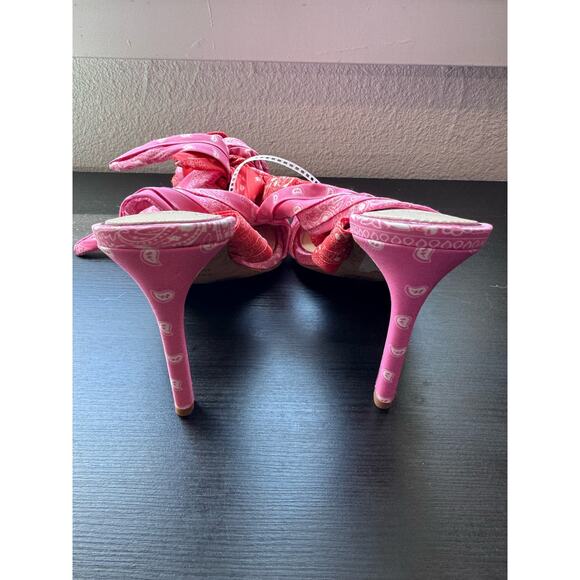 Gianni Bini x DANNIJO Misch Bandana Colorblock Print Ankle Wrap Bow Heels 6.5 - Picture 5 of 6